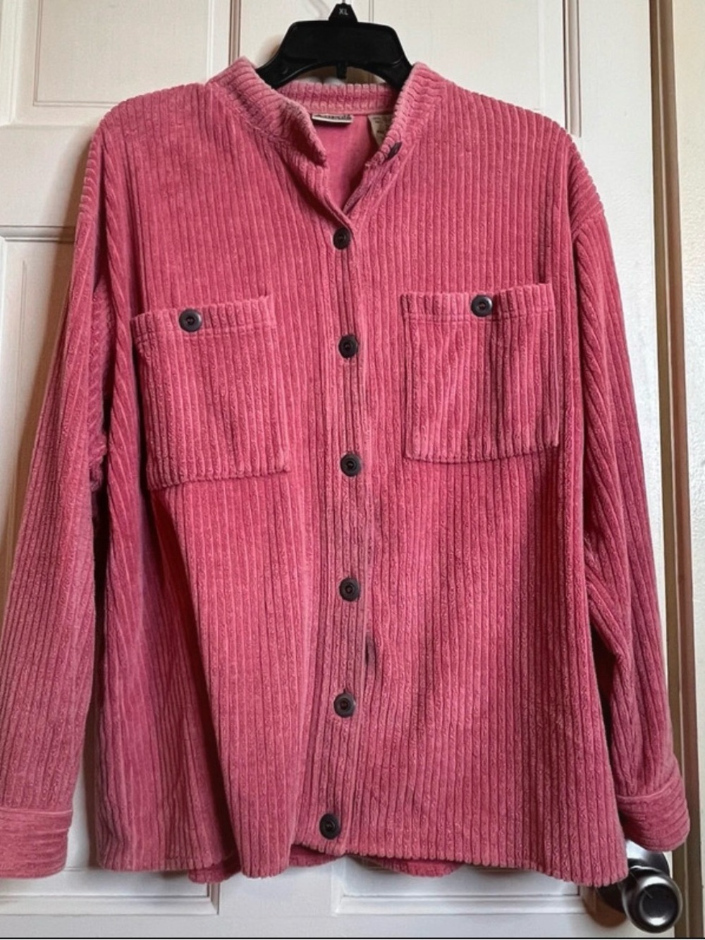Corduroy Button-Up Shirt Jacket in Dusty Rose